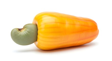 Single yellow bell pepper isolated on white background