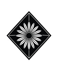 vintage rose ornament with curved stems and petals