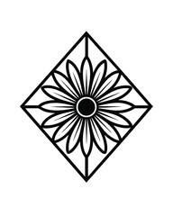 vintage rose ornament with curved stems and petals