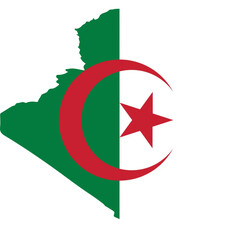 Algeria map outline with national flag elements representing country identity and patriotism isolated on white background