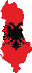Albania map silhouette with national flag emblem a symbol of country and heritage isolated on white background