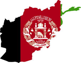 Map of Afghanistan filled with national flag colors and emblem a symbol of national identity and country outline for graphic design