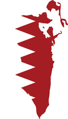 Bahrain map silhouette filled with national flag colors a patriotic symbol for national identity and travel