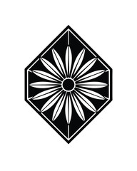 vintage rose ornament with curved stems and petals