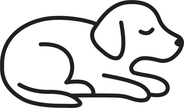 Stylized Dog Illustration, Black Outline