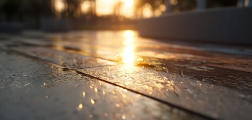 Sunset Reflecting On Bright Playground Panels With Soft Light Gradients