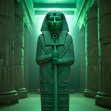 osiris green tinted stone sculpture