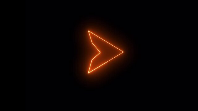 Neon orange arrow icon. Neon arrow icon illustration 4k. Arrows on black background.  Glowing sign logo vector