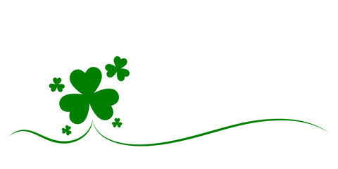 Lucky leaf clover vector for Irish Patrick's day background. Green shamrock leaves, wavy divider isolated on transparent background, vector illustration