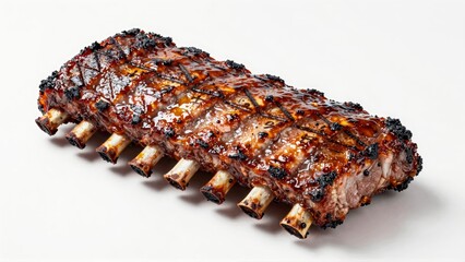 Grilled ribs with glossy barbecue glaze and char marks