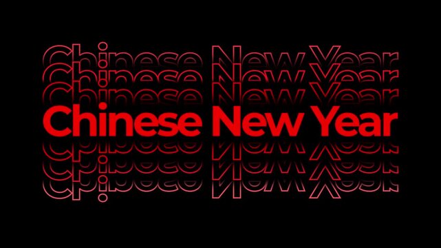 Chinese new year text word lettering inscription typography animation, animated Stacked Repeated vertical layered Text Animation, Stacking Text Seamless Title Scrolling Motion Graphics red color alpha