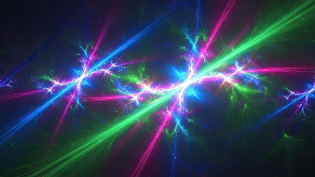 Vibrant neon energy streams and electric sparks in high-speed digital abstract art