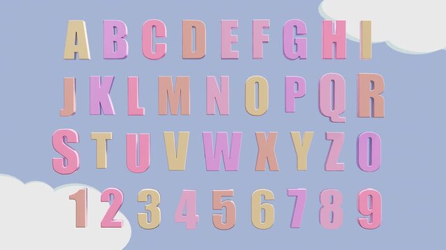 Alphabet Letters and Numbers with Scaling Animation for Children Learning Concept