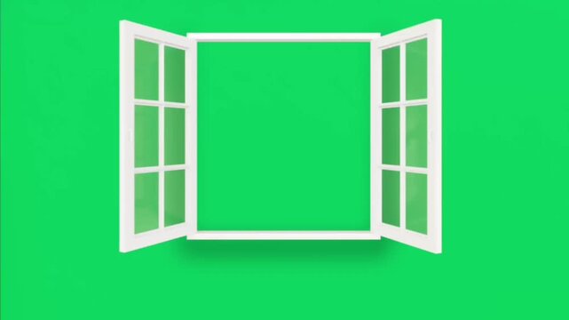 open window A white picture frame stands alone on a solid green background, offering a clean and minimalist aesthetic for design or mockup use, with soft lighting and a neutral mood.