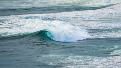 Ocean waves crashing with foamy white water in Nazar&eacute;