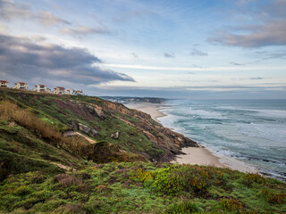 Coastal homes on cliff overlooking Atlantic Ocean