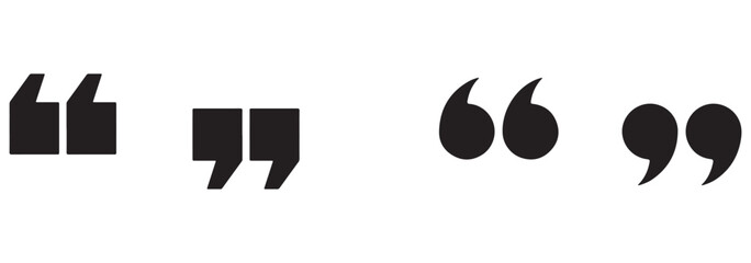 Quotations, Set of quote mark. Quotes icon vector set. Quote marks outline, speech marks, inverted commas or talking marks collection. Talk bubble speech icon. Black quotes icon. Vector illustration  ©  