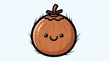 Cartoon Pumpkin Character with Smiling Face.
