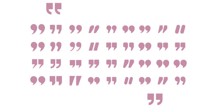 Set of quote mark, quotes icon, sign, symbol, emblem. Ditto marks icon set. Quotation marks. Dialogue discussion symbol for UI UX, website, mobile app.