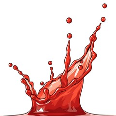 Dynamic Red Liquid Splash Isolated on Transparent Background