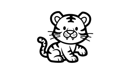 Cute Cartoon Tiger Illustration Isolated White.