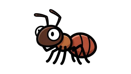 Cartoon Ant Illustration on White Background.