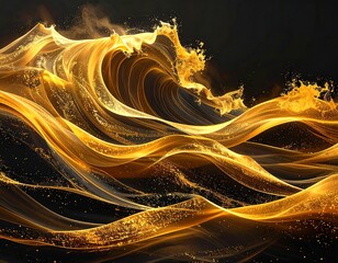 Glowing golden wave cresting against a dark, contrasting background