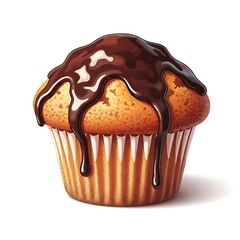 Delicious Chocolate Cupcake with Dripping Icing Topping