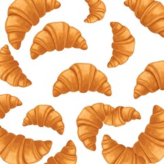 Delicious Croissant Pattern on Transparent Background