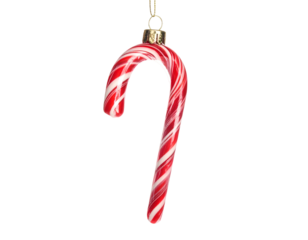 Red and white striped candy cane hanging ornament