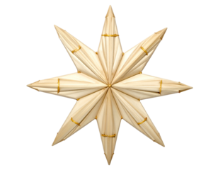 Intricate straw star ornament with golden accents