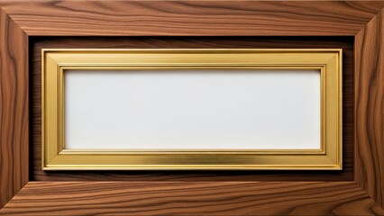 Empty Gold Frame in Dark Wood Picture Frame Mockup for Art Display.jpg