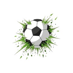 Dynamic Soccer Ball Illustration with Green Explosion Effect