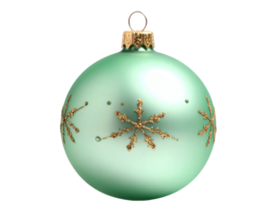 Matte pale green sphere ornament with golden starburst designs