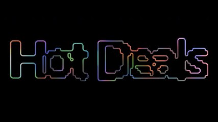 Hot Deals Neon Sign Glowing on transparent Background with Rainbow Outline