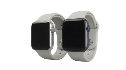 Fototapeta premium Two modern smartwatches with white bands on Transparent background