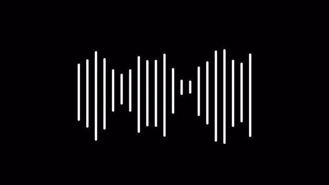 audio wave animation isolated on transparent background, audio wave or frequency digital animation, abstract music sound wave or audio wave from with alpha channel in 4k.