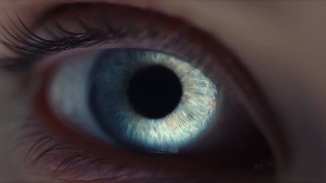 Extreme close-up macro human eye, pupil reflecting glowing smartphone screen social media feed, RGB notification lights flickering in iris eye realistic eyelashes dark blurred cinematic 4K slow-motion