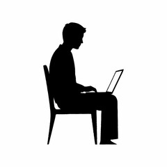 Man Sitting on Chair Using Laptop.