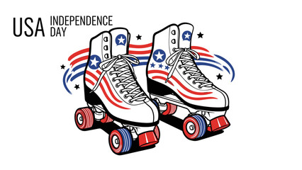 Fototapeta premium Roller skates with USA flag design for Independence Day celebration