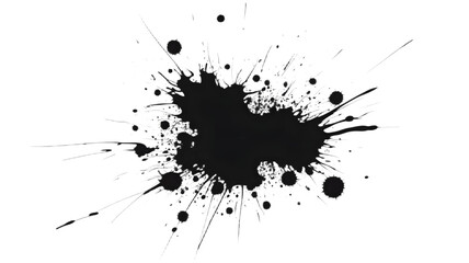 Dark gray paint splatter on Transparent background