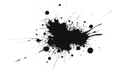 Dark gray paint splatter on Transparent background