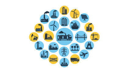 Renewable Energy Icons in Circular Formation.