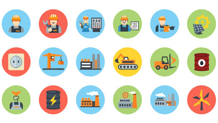 Collection of Various Industrial Icons and Symbols.