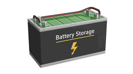 Battery Storage Unit with Lightning Symbol.