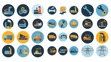 Collection of Industrial Icons and Symbols.