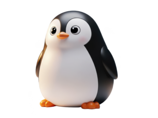 Adorable cartoon penguin character illustration isolated on transparent background