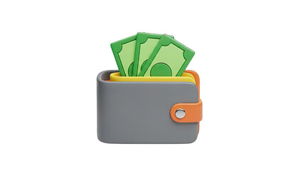 3D Render of a Wallet with Money