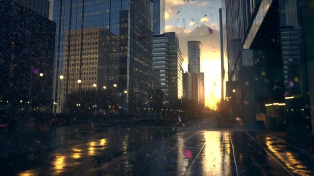 3D colorful microplastic fragments floating air, drifting glowing aurora lights, sunlight reflecting fragments, high contrast natural environment pollution, ethereal atmospheric lighting, cinematic 4k