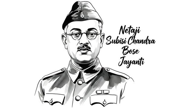 Netaji subhas chandra bose jayanti illustration